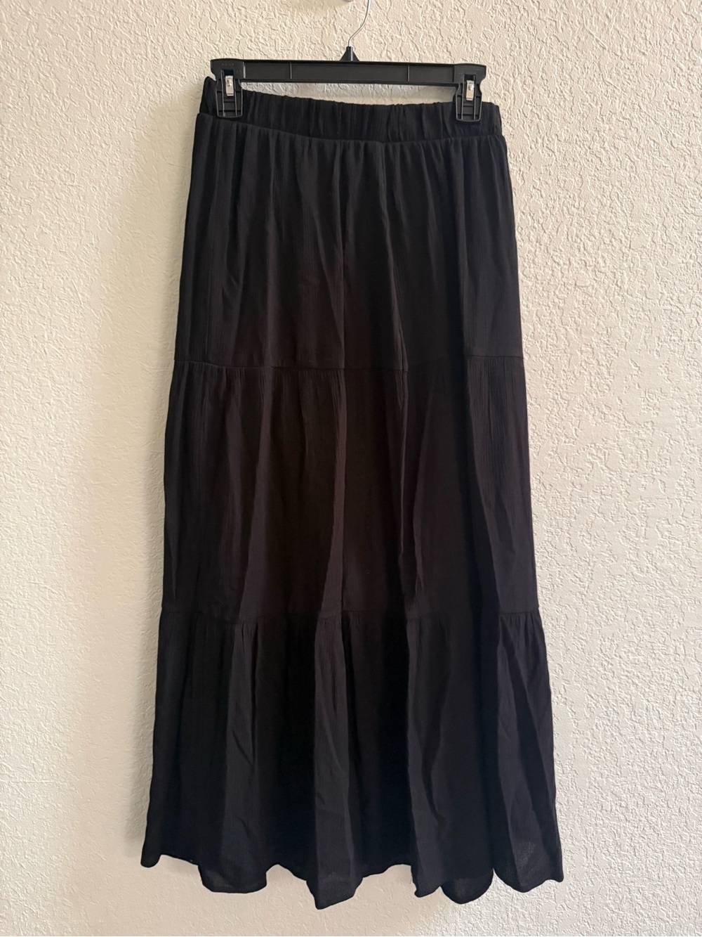 No Boundaries Black Tiered Maxi Skirt with Elastic Waist